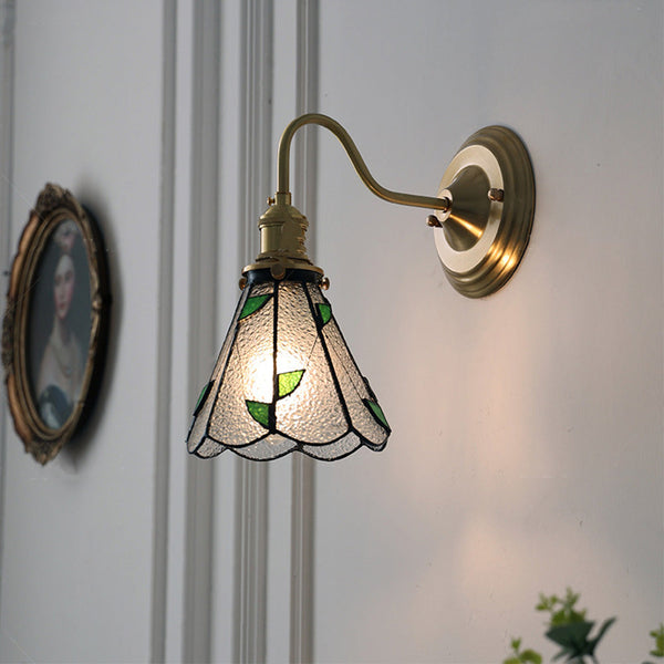 Vintage Glass Shade Wall Light Fixture - Elegant Retro Design for Home Decor