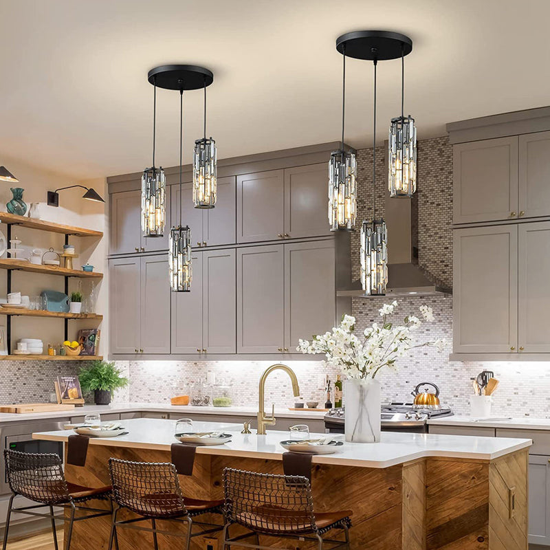 Industrial Style Iron & Crystal Glass Chandelier Pendant Light - 1 Piece Creative Home Decor Lighting Fixture for Modern Interiors