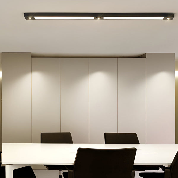 Modern Black Linear LED Flush Mount Ceiling Light - Sleek Spot Lighting for Contemporary Spaces