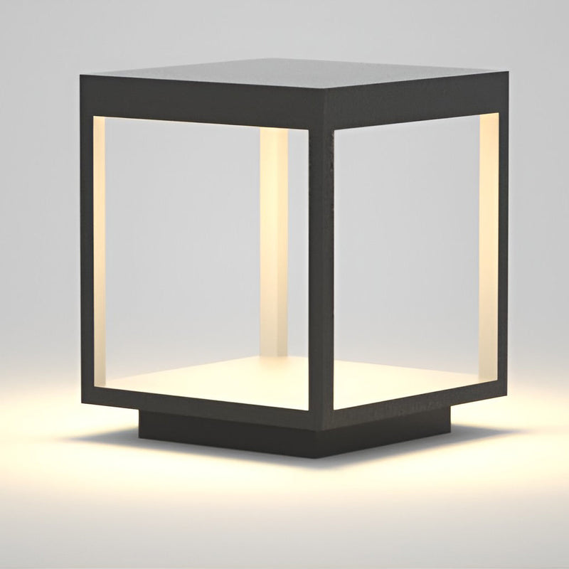 Modern Open Frame Square LED Solar Pier-Mounted Outdoor Post Light - Energy-Efficient, Weather-Resistant, Stylish Garden & Patio Illumination