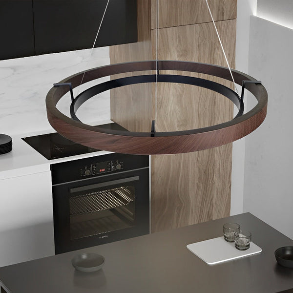 Modern Black Round Minimalist LED Chandelier with Three-Step Dimming - Elegant Lighting for Home Decor