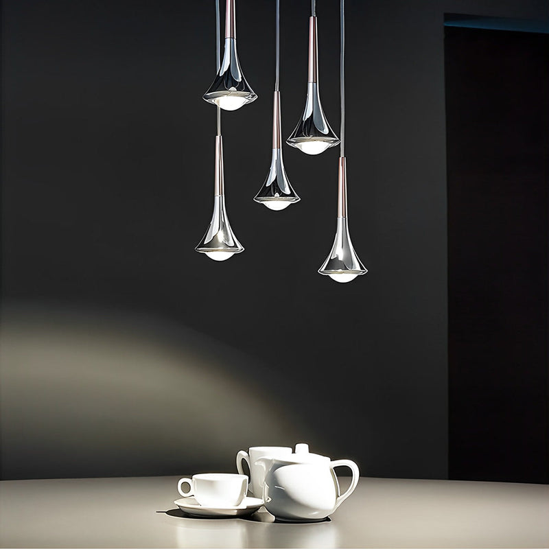 Nordic 1-Light Water Drop Metal LED Pendant Chandelier for Staircase - Modern Small Lighting Fixture
