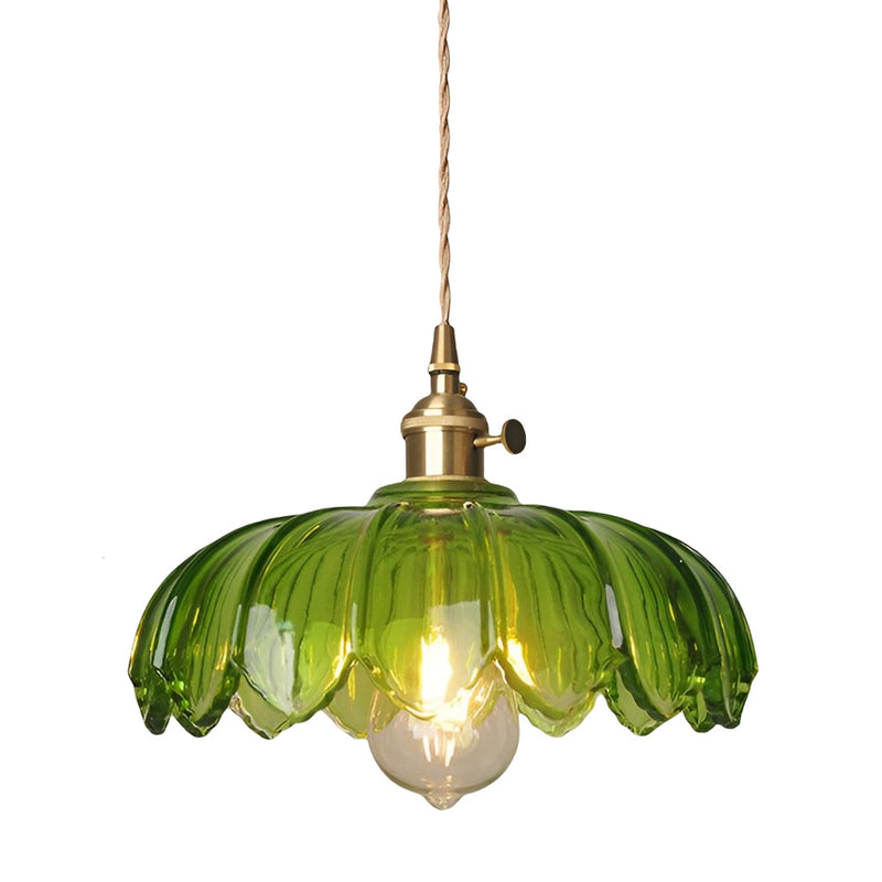Nordic Retro Flower Glass Pendant Chandelier - Brass Kitchen Lighting Fixture