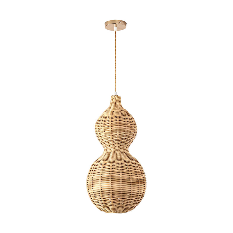 Stylish Woven Rattan Gourd Hanging Lamp - Outdoor Pendant Light for Patio & Garden Decor