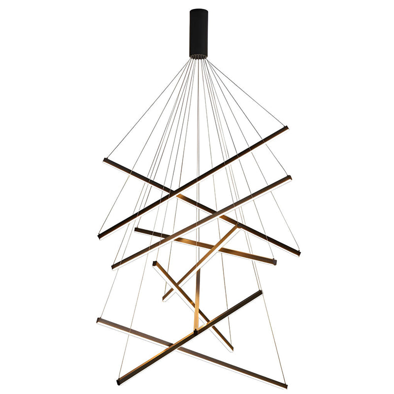 Modern Minimalist Black LED Chandelier with Remote - Stepless Dimming, Sleek Strip Design