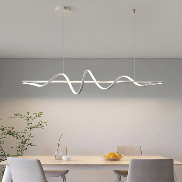 Nordic Wavy 360° Rotating LED Chandelier Light - Three-Step Dimming, Modern Design