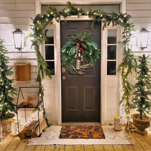 Boho Farmhouse Christmas Wreath - Rustic Holiday Decor for Home, Front Door, and Festive Celebrations