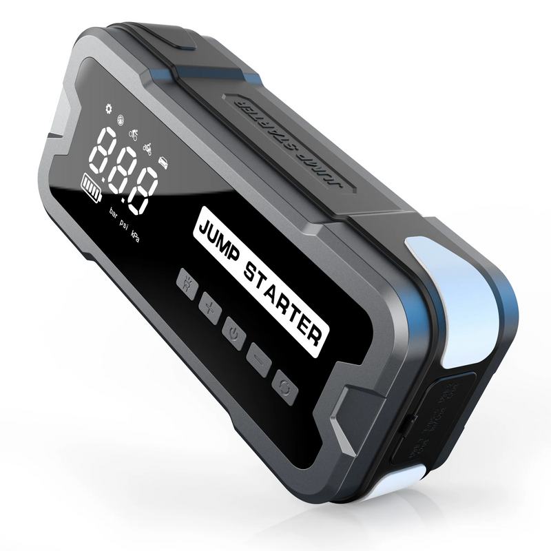 4-in-1 Portable Jump Starter & Air Pump Pro - Compact Car Battery Booster, Tire Inflator, USB Charger & LED Light