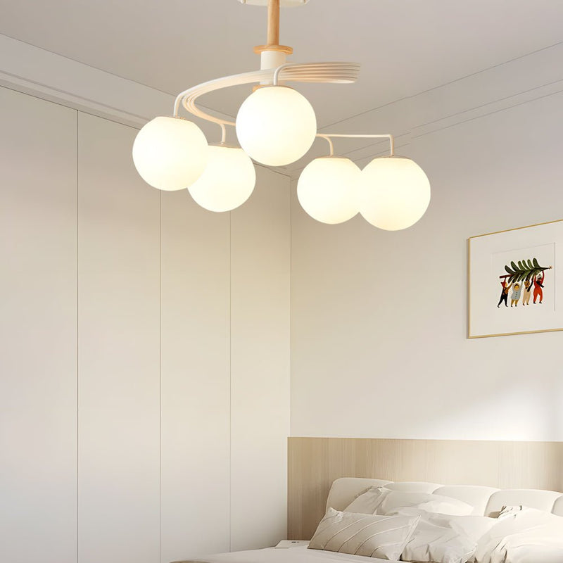 Modern 5-Light Glass Ball Spiral Semi-Flush Mount Ceiling Light Fixture - Metallic Finish for Living Room, Dining Room, and Entryway