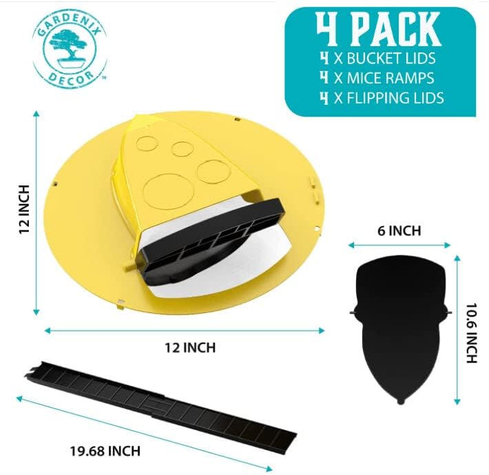 4-Pack Bucket Lid Mouse Trap - Effective Rodent Control Solution for Home & Garden