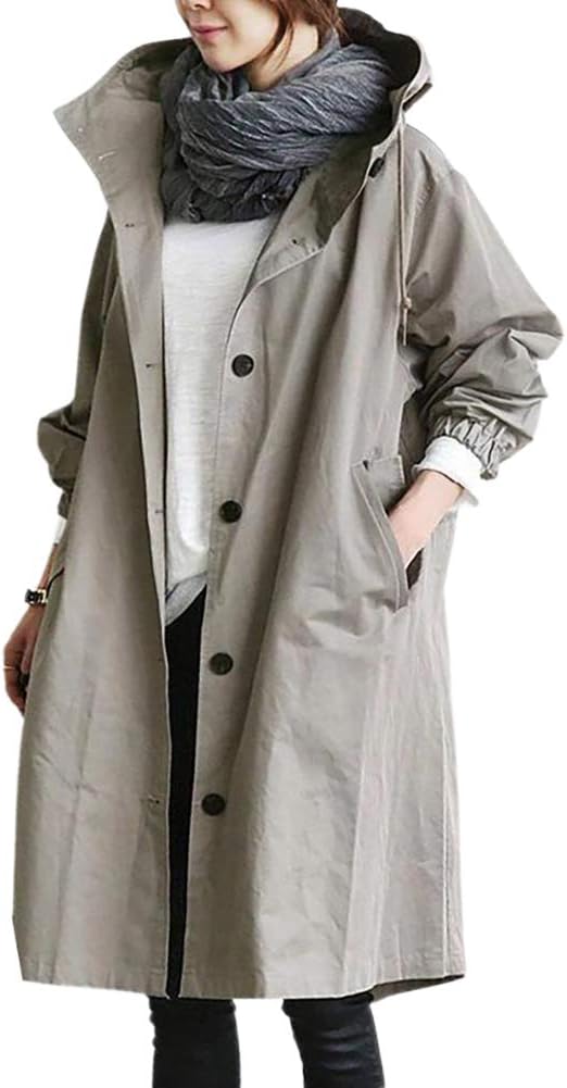 Chic Women's Lightweight Long Hooded Trench Coat - Versatile All-Season Stylish Outerwear for Every Occasion