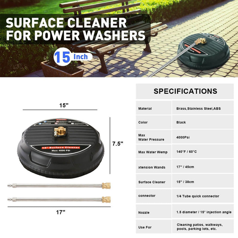 4000 PSI Heavy-Duty Professional Pressure Washer Surface Cleaner - Fast & Efficient Cleaning for Patios, Driveways, and Decks