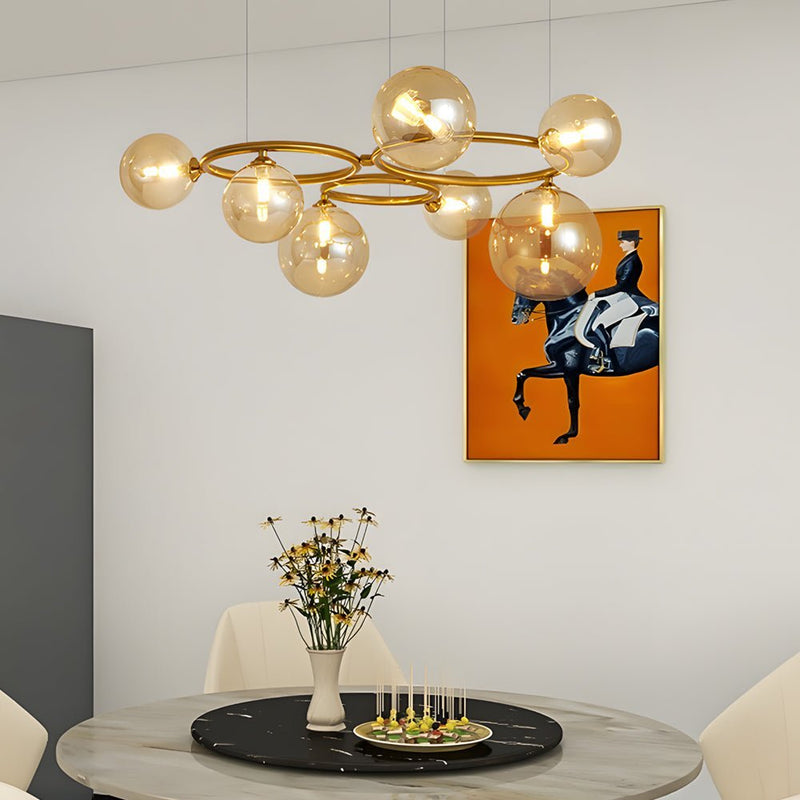 Contemporary 5/7/9-Light Glass Ball Circular Chandelier with 3-Step Dimming – Modern Lighting Fixture for Home Decor