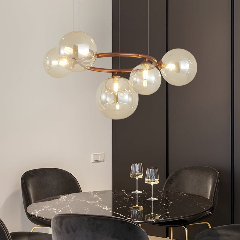 Contemporary 5/7/9-Light Glass Ball Circular Chandelier with 3-Step Dimming – Modern Lighting Fixture for Home Decor
