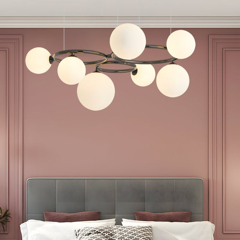 Contemporary 5/7/9-Light Glass Ball Circular Chandelier with 3-Step Dimming – Modern Lighting Fixture for Home Decor