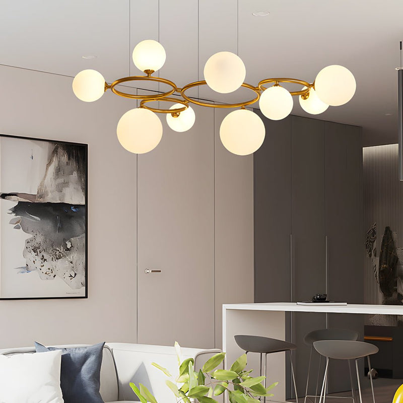 Contemporary 5/7/9-Light Glass Ball Circular Chandelier with 3-Step Dimming – Modern Lighting Fixture for Home Decor