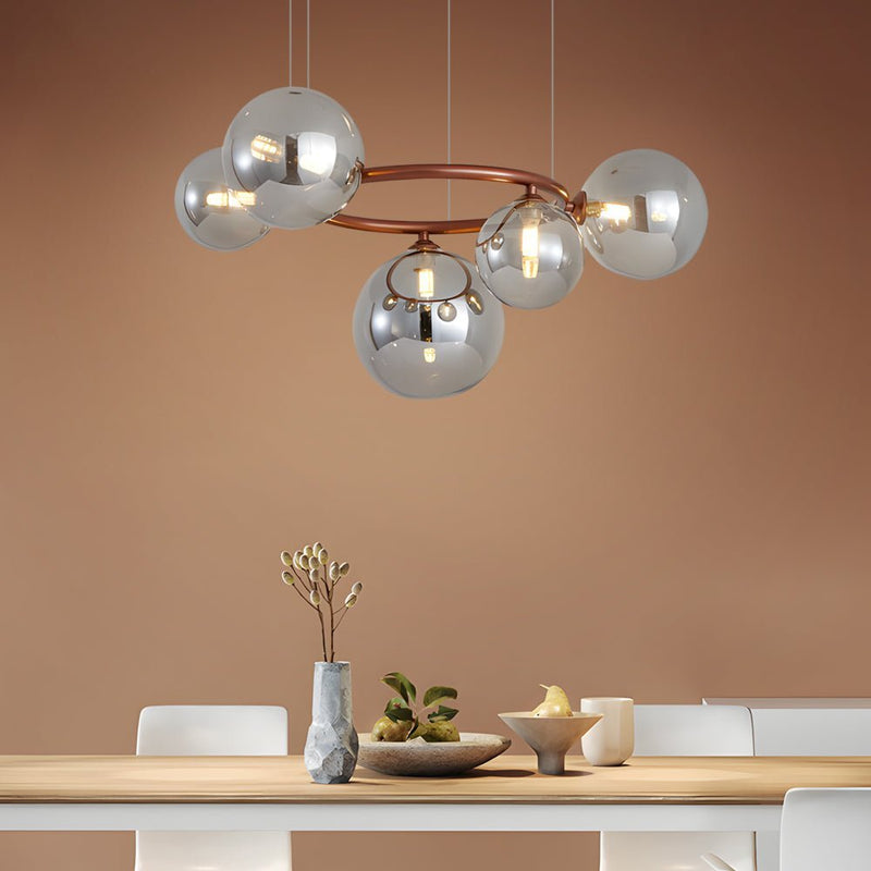 Contemporary 5/7/9-Light Glass Ball Circular Chandelier with 3-Step Dimming – Modern Lighting Fixture for Home Decor