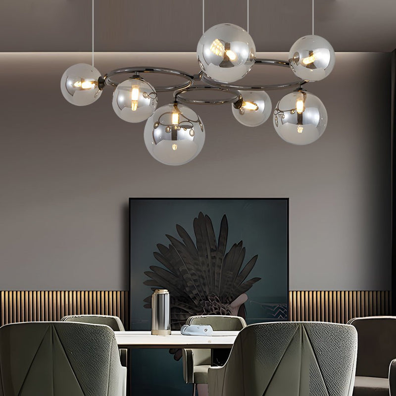 Contemporary 5/7/9-Light Glass Ball Circular Chandelier with 3-Step Dimming – Modern Lighting Fixture for Home Decor