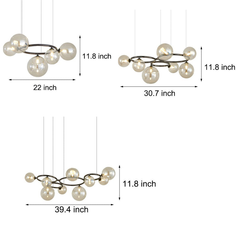 Contemporary 5/7/9-Light Glass Ball Circular Chandelier with 3-Step Dimming – Modern Lighting Fixture for Home Decor