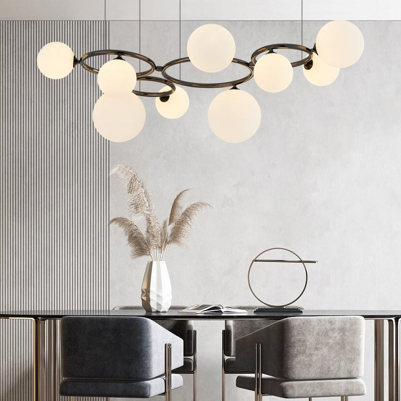 Contemporary 5/7/9-Light Glass Ball Circular Chandelier with 3-Step Dimming – Modern Lighting Fixture for Home Decor