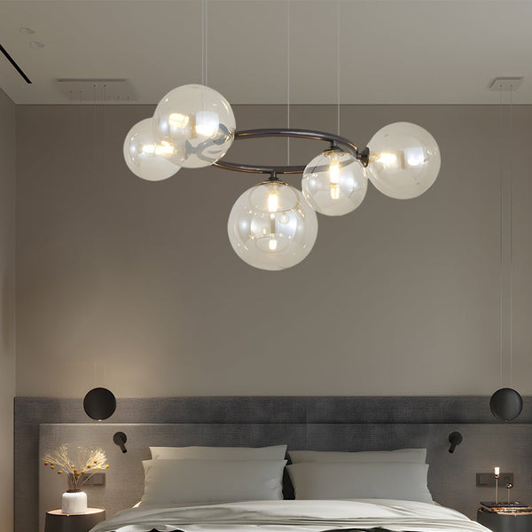 Contemporary 5/7/9-Light Glass Ball Circular Chandelier with 3-Step Dimming – Modern Lighting Fixture for Home Decor