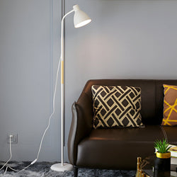 59-Inch Modern Wood & Metal Arc LED Floor Lamp - Stylish Task Lighting for Living Room & Office
