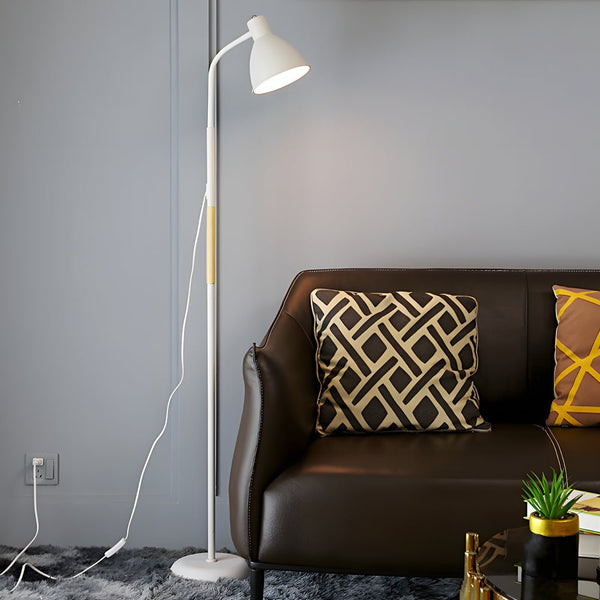 59-Inch Modern Wood & Metal Arc LED Floor Lamp - Stylish Task Lighting for Living Room & Office