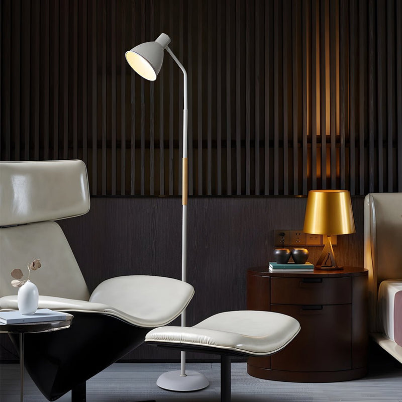 59-Inch Modern Wood & Metal Arc LED Floor Lamp - Stylish Task Lighting for Living Room & Office