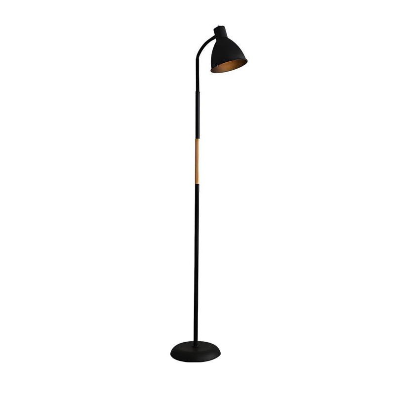 59-Inch Modern Wood & Metal Arc LED Floor Lamp - Stylish Task Lighting for Living Room & Office