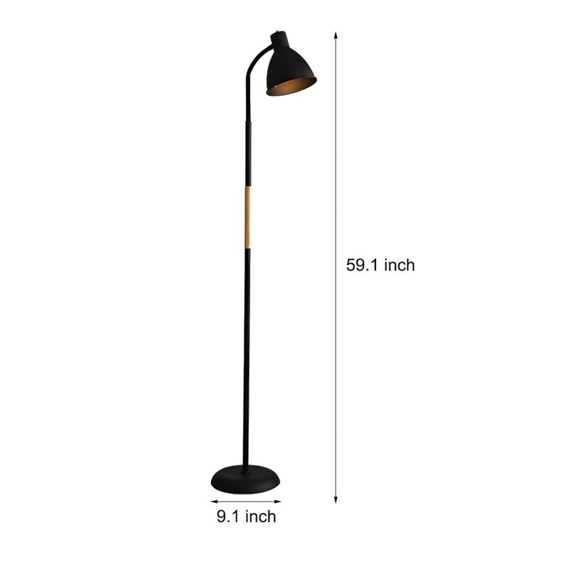 59-Inch Modern Wood & Metal Arc LED Floor Lamp - Stylish Task Lighting for Living Room & Office