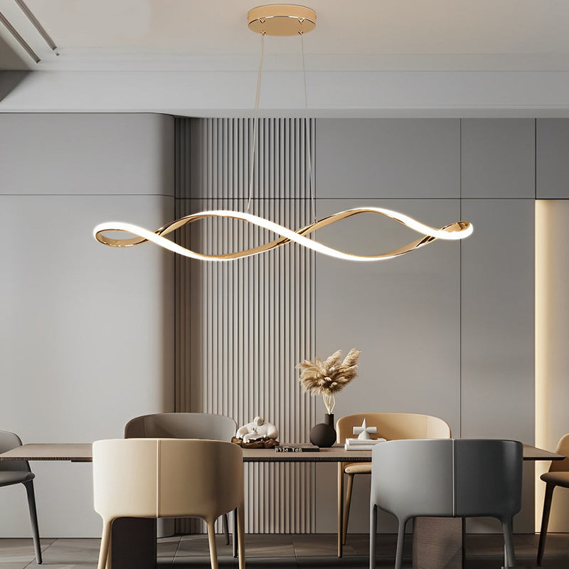 Modern Electroplating LED Chandelier with Stepless Dimming - Creative Waves Design