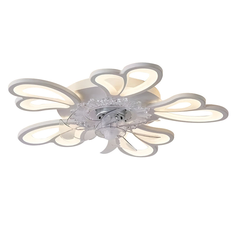 Nordic Creative Flower-Shaped LED Ceiling Fan Light with 3-Step Dimming - Modern Home Decor