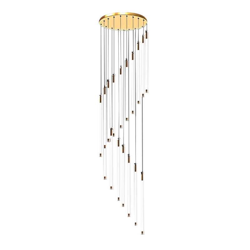 Modern Spiral Duplex LED Chandelier - Creative Long Tube Ceiling Light for Staircases