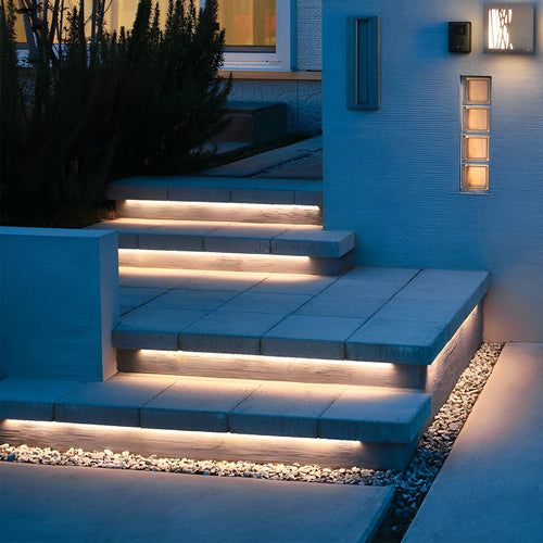 0.39'' Waterproof Recessed LED Under Tread Stair Lighting - Modern Flexible Strip Light for Safe and Stylish Illumination