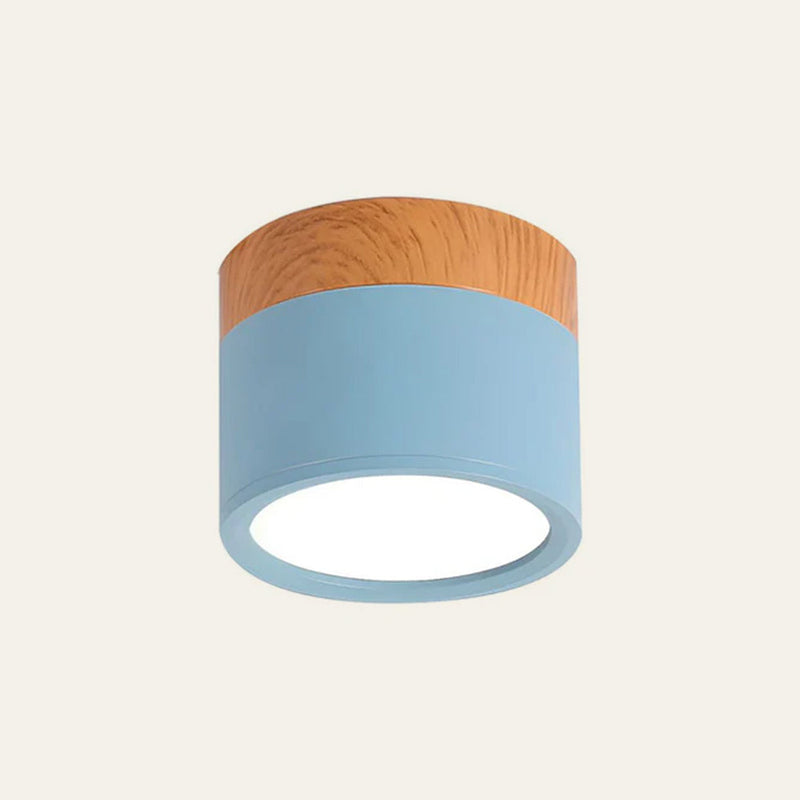 Stylish Pink Flush Wood Finish Ceiling Light - Modern Lighting Fixture for Home Decor