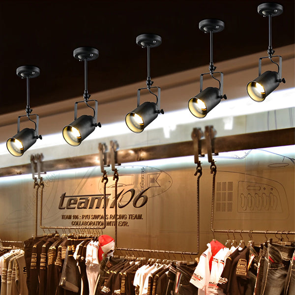 Adjustable Retro Black Iron LED Spotlights - Industrial American Style Lighting