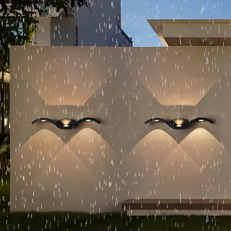 Outdoor Seagull Wavy Wall-Mounted Up/Down LED Light Fixture - Creative Decorative Lighting for Patios and Gardens