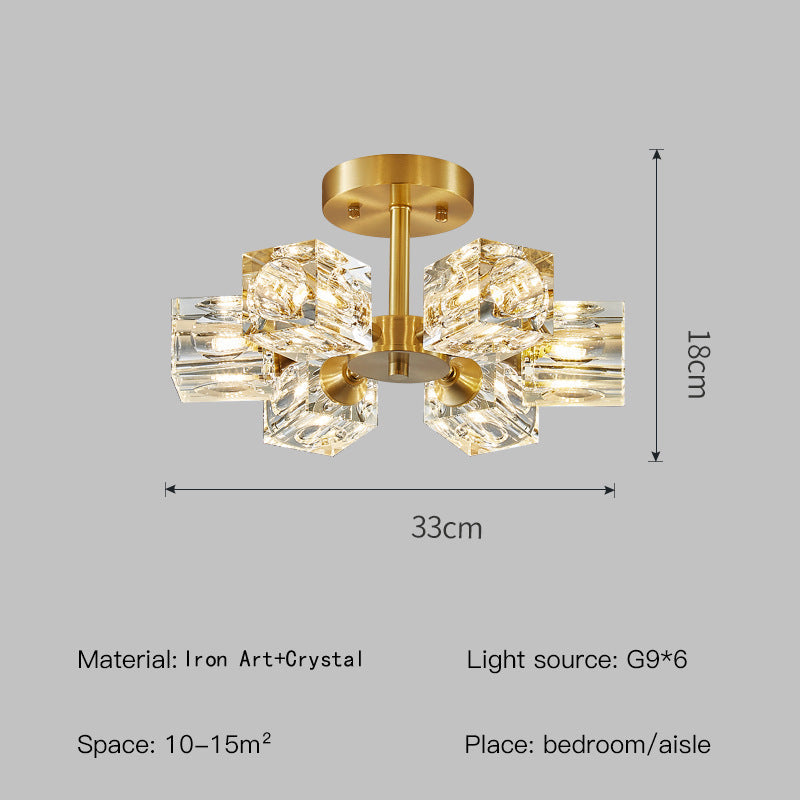 Elegant Crystal Ceiling Light Fixture with Gold Semi Flush Mount - Modern Home Lighting