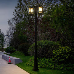 3-Light Waterproof Black Modern Outdoor Post Lights - Stylish Public Lighting for Patios, Gardens, and Walkways