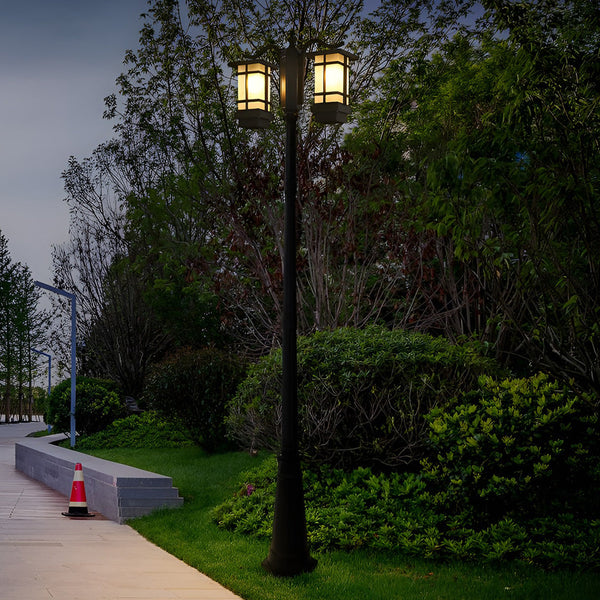 3-Light Waterproof Black Modern Outdoor Post Lights - Stylish Public Lighting for Patios, Gardens, and Walkways