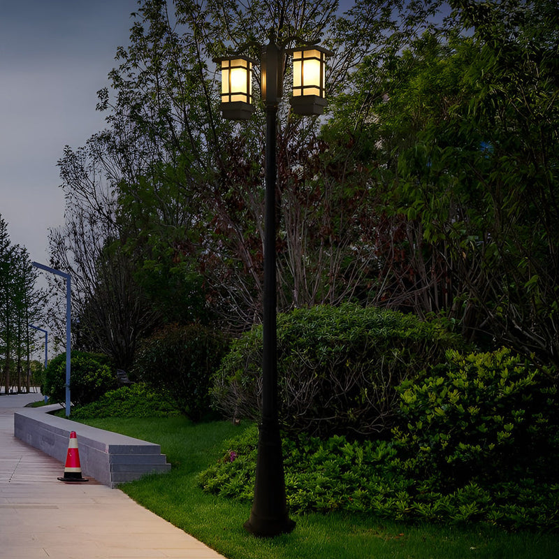 3-Light Waterproof Black Modern Outdoor Post Lights - Stylish Public Lighting for Patios, Gardens, and Walkways