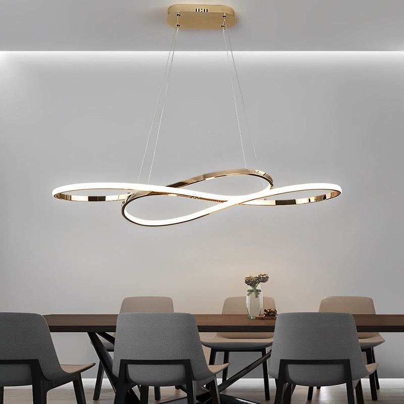 Nordic Wavy Double 8-Shaped LED Chandelier - Stepless Dimming Hanging Lamp for Modern Home Decor