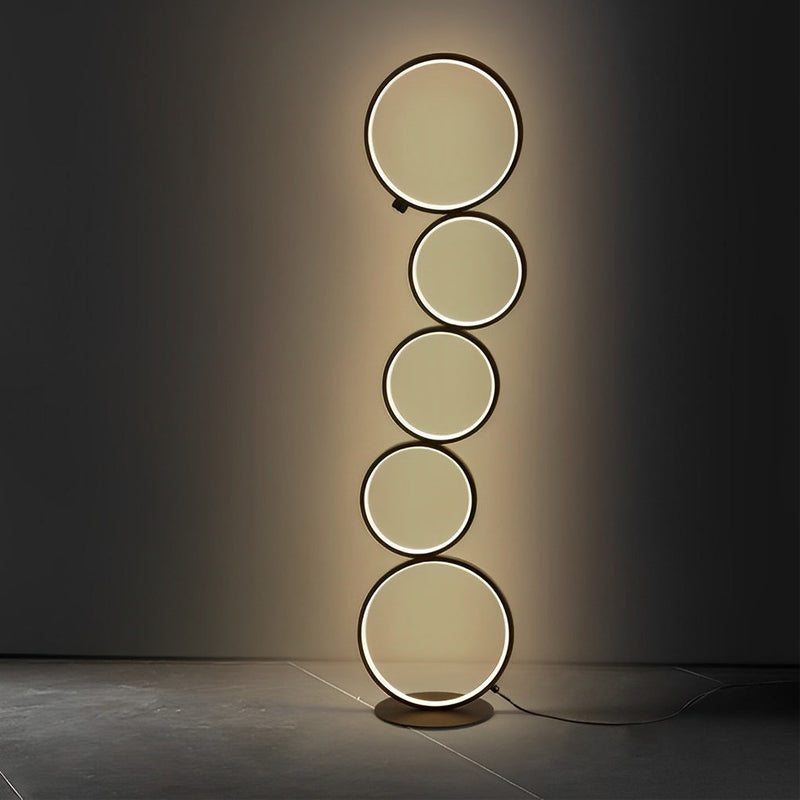 Modern Artistic 5-Circle LED Floor Lamp - Stylish Stack Design for Home Decor