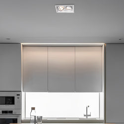 Adjustable Rectangular 2-Light Recessed Spotlight with Three-Step Dimming - Modern LED Lighting Fixture