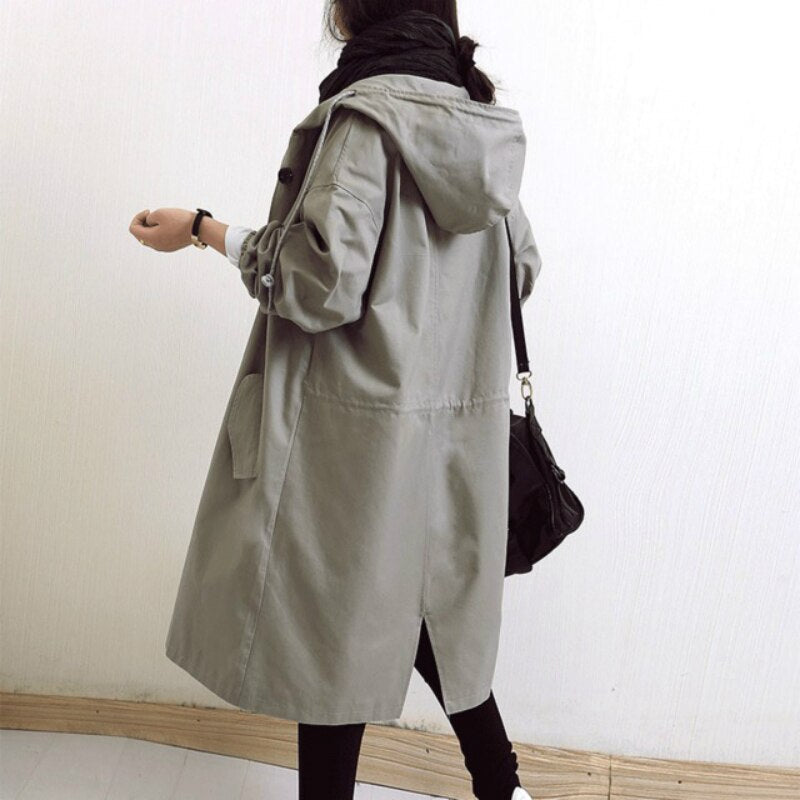 Chic Women's Lightweight Long Hooded Trench Coat - Versatile All-Season Stylish Outerwear for Every Occasion