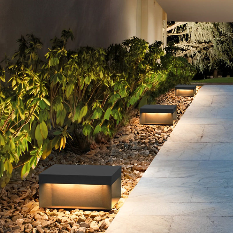 Black Square LED Hardwired & Solar Outdoor Pier Mount Lantern Post Light - Energy-Efficient Garden Lighting