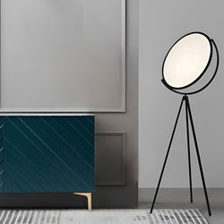 Modern Black Metal Rotating LED Tripod Floor Lamp - Adjustable Height & Stylish Design