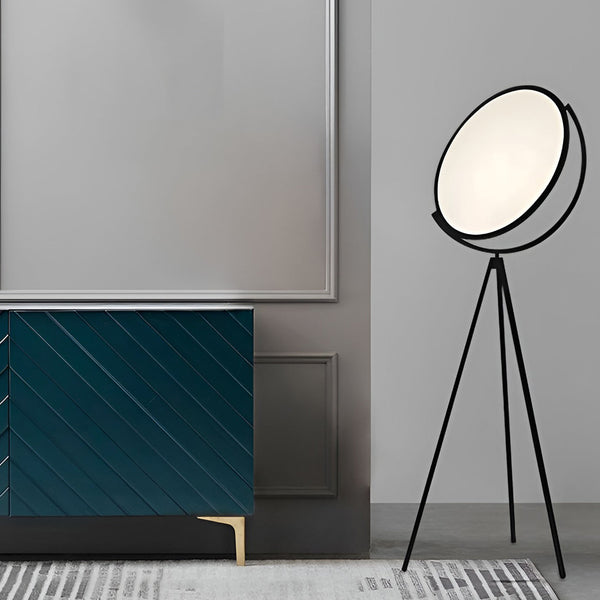 Modern Black Metal Rotating LED Tripod Floor Lamp - Adjustable Height & Stylish Design