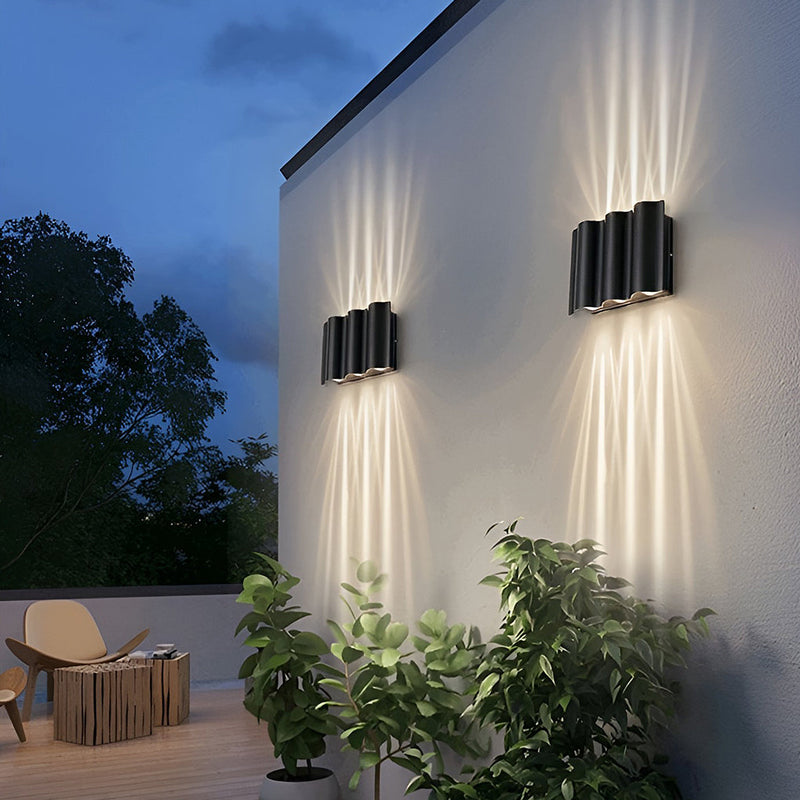 Arc Waterproof LED Wave Wall Sconces - Stylish Outdoor Up & Down Lighting for Patios & Gardens