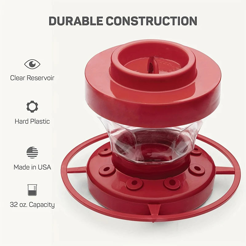 Bee-Proof Hanging Hummingbird Feeder with Perch - Durable Water Reservoir for Outdoor Gardens